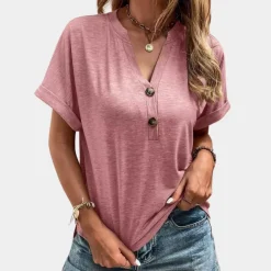 Topjes & Shirts Dames*Roxane - Luchtige zomertop met v-hals voor dames