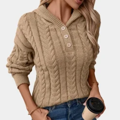 Truien & Vesten Dames*SAMANTHA - Luchtige Gebreide Zomertrui voor Dames Bruin