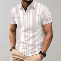 Shirts Heren*Sef - Casual gestreept herenpoloshirt voor de zomer Lichtpaars
