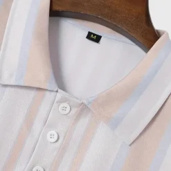 Shirts Heren*Sef - Casual gestreept herenpoloshirt voor de zomer Lichtpaars