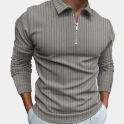 Shirts Heren*Selby - Herenoverhemd met lange mouwen en ritssluiting voor de zomer