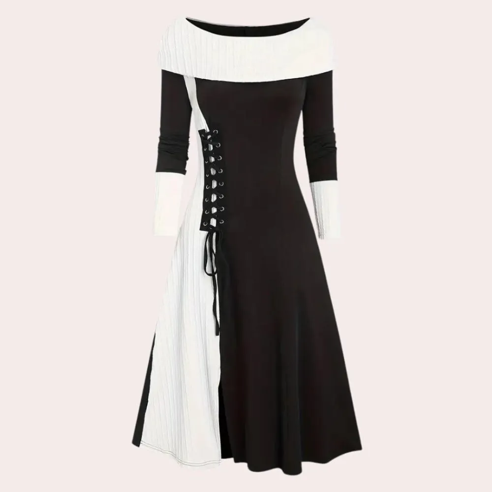 Jurken & Jumpsuits Dames*Seraphine - Zomerse damesjurk met bardothalslijn en A-lijn