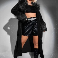 Jassen Dames*SHARON - Comfortabele Lente/Zomer Harige Jas voor Dames Zwart