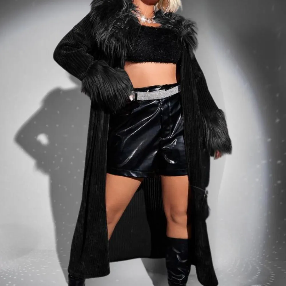 Jassen Dames*SHARON - Comfortabele Lente/Zomer Harige Jas voor Dames Zwart