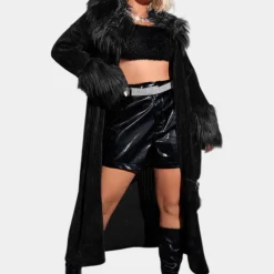 Jassen Dames*SHARON - Comfortabele Lente/Zomer Harige Jas voor Dames Zwart