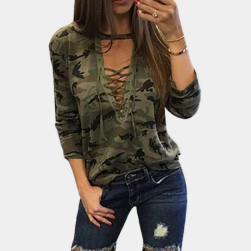 Truien & Vesten Dames*Sidonia - Stijlvol en Comfortabel Camouflage Zomersweatshirt