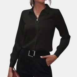 Blazers & Blouses Dames*Sienna - Elegante effen damesblouse voor de zomer