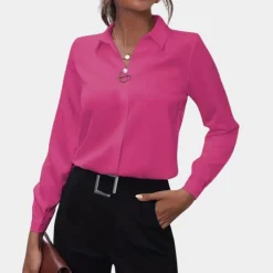 Blazers & Blouses Dames*Sienna - Elegante effen damesblouse voor de zomer