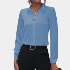 Blazers & Blouses Dames*Sienna - Elegante effen damesblouse voor de zomer
