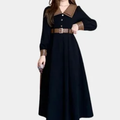 Jurken & Jumpsuits Dames*Smaranda - Stijlvolle Zomerjurk met Riem voor Vrouwen Zwart