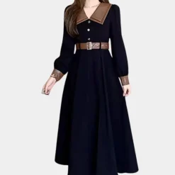 Jurken & Jumpsuits Dames*Smaranda - Stijlvolle Zomerjurk met Riem voor Vrouwen Zwart