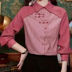 Topjes & Shirts Dames*SOFINA - Klassiek Zomer Overhemd voor Dames Rood