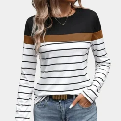 Topjes & Shirts Dames*Solveiga - Gestreept zomers t-shirt voor dames Wit