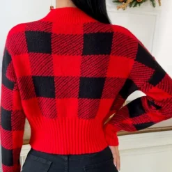 Truien & Vesten Dames*Sonya - Stijlvol Geruite Damestrui Rood