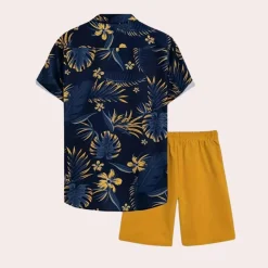 Sets Heren*Spencer - Heren tweedelige zomerkleding set voor de zomer Blauw en Geel