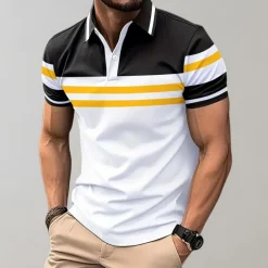 Shirts Heren*Stef - Kleurblok herenpoloshirt voor de zomer Wit