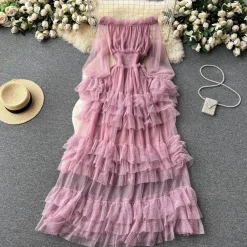 Jurken & Jumpsuits Dames*Stella - Zomerse feestjurk van mesh voor dames