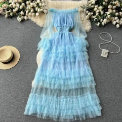 Jurken & Jumpsuits Dames*Stella - Zomerse feestjurk van mesh voor dames