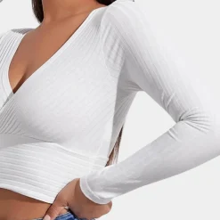 Topjes & Shirts Dames*Stijlvolle dames crop top met lange mouwen voor de zomer