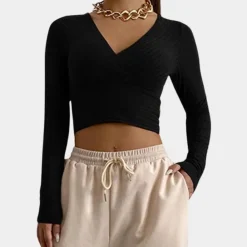 Topjes & Shirts Dames*Stijlvolle dames crop top met lange mouwen voor de zomer