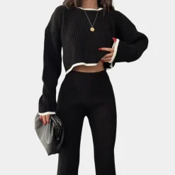 Sets Dames*Stijlvolle en comfortabele zomerse tweedelige gebreide damesset