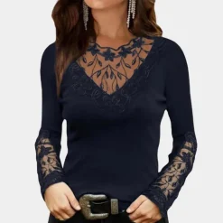 Blazers & Blouses Dames*Stijlvolle kanten damesblouse voor de zomer