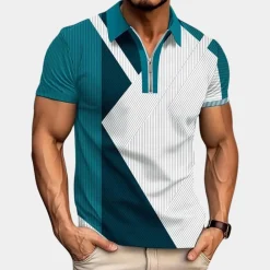 Shirts Heren*Stijlvolle zomerpolo met kleurblok voor heren