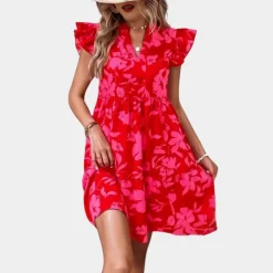 Jurken & Jumpsuits Dames*Stijlvolle zomerse gebloemde damesjurk