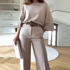 Sets Dames*Suzanne - Elegante 2-delige damesoutfit voor de zomer Grijs