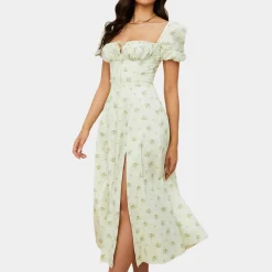 Jurken & Jumpsuits Dames*Sylvie - Zomerse gebloemde damesjurk met split