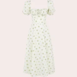 Jurken & Jumpsuits Dames*Sylvie - Zomerse gebloemde damesjurk met split