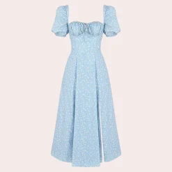 Jurken & Jumpsuits Dames*Sylvie - Zomerse gebloemde damesjurk met split