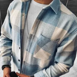 Shirts Heren*Takis - Heren trendy shirt met lange mouwen voor de zomer Lichtblauw