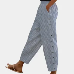 Broeken & Rokken Dames*Tania - Stijlvolle Chique gestreepte damesbroek voor de Zomer