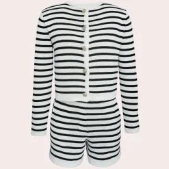 Sets Dames*Tassa - Zomerse Gestreepte Elegantie 2-Delige Set Wit