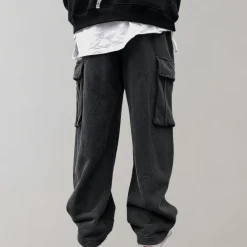 Broeken Heren*Tjalfe - Corduroy cargo broek met trekkoord voor de zomer Zwart