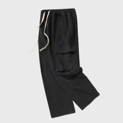 Broeken Heren*Tjalfe - Corduroy cargo broek met trekkoord voor de zomer Zwart