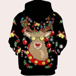 Jassen Heren*TOPHER - Trendy Kersthoodie voor Heren Zwart