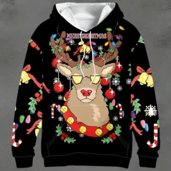 Jassen Heren*TOPHER - Trendy Kersthoodie voor Heren Zwart