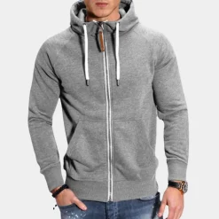 Jassen Heren*Toussaint - Heren fleecejack met rits en trekkoord voor Lente/Zomer