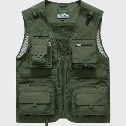 Jassen Heren*Troels - Ademend cargo herenvest met meerdere zakken voor de zomer