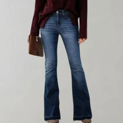 Broeken & Rokken Dames*Tuuli - Luchtige casual uitlopende zomerbroek Diepblauw