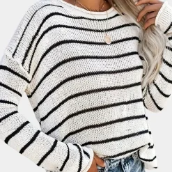 Truien & Vesten Dames*Urzula - Luchtige gebreide damestrui met strepen voor de zomer