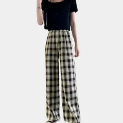 Broeken & Rokken Dames*Valeria - Moderne geruite damesbroek voor de zomer