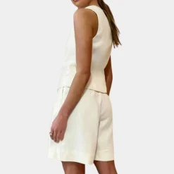 Sets Dames*Veelzijdige vesten en shorts voor dames - Perfect voor de zomer Beige