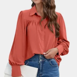 Blazers & Blouses Dames*Vera - Geplooide damesblouse met lange mouwen voor de zomer