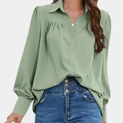 Blazers & Blouses Dames*Vera - Geplooide damesblouse met lange mouwen voor de zomer