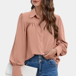 Blazers & Blouses Dames*Vera - Geplooide damesblouse met lange mouwen voor de zomer