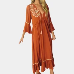 Jurken & Jumpsuits Dames*Veronica - Luchtige zomerse damesjurk met v-hals