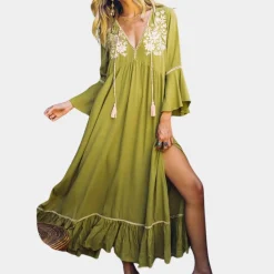 Jurken & Jumpsuits Dames*Veronica - Luchtige zomerse damesjurk met v-hals